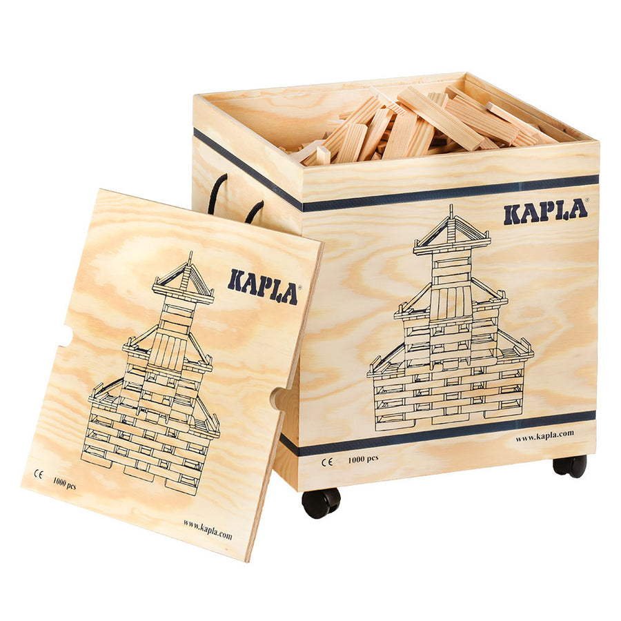 Kapla 1000 eco-friendly wooden blocks set on a white background