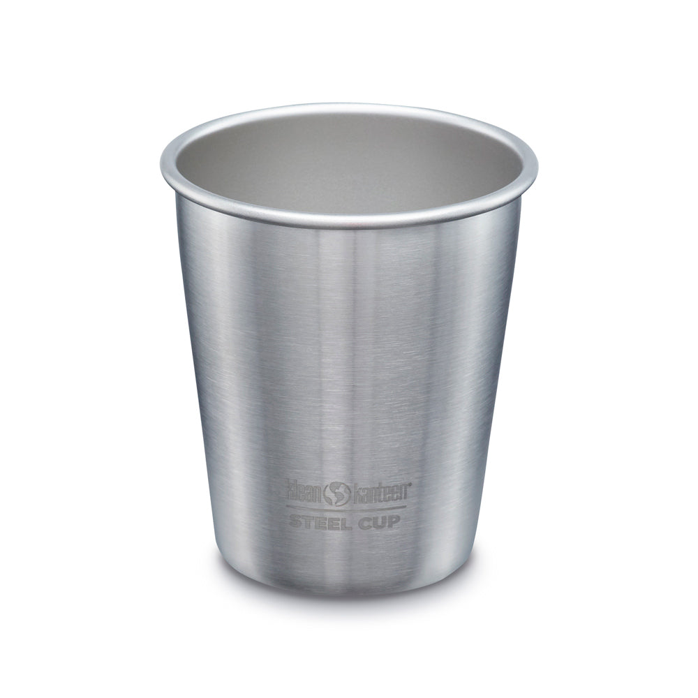 Klean kanteen reusable stainless steel 10oz cup on a white background