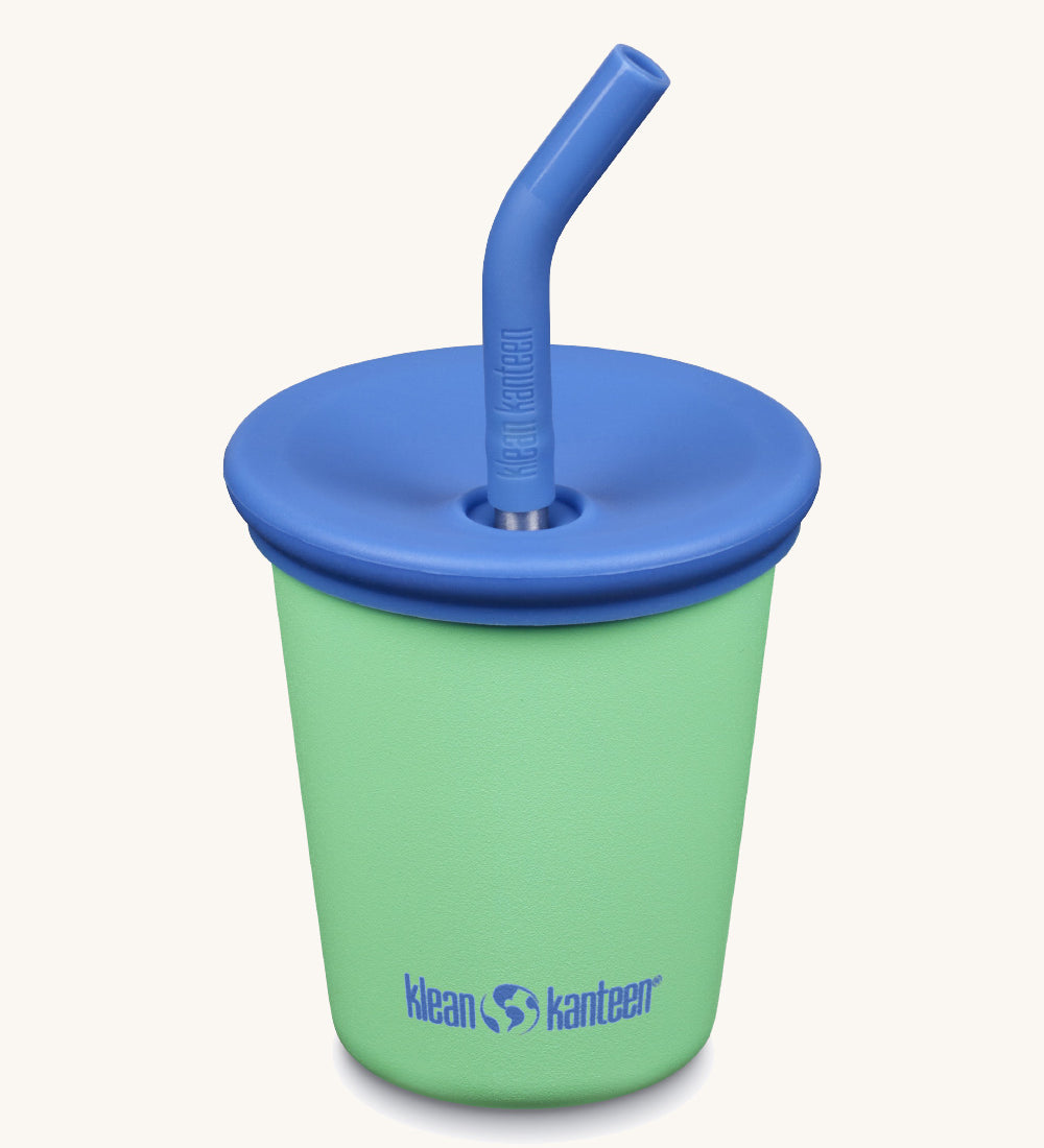 A 10oz Klean Kanteen Steel Kid Cup with Straw Lid in spring bud colour on a plain background.