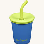 A 10oz Klean Kanteen Steel Kid Cup with Straw Lid in super sonic colour on a plain background.