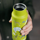 Close up of hand holding the Klean Kanteen 12oz narrow insulated metal drinks bottle