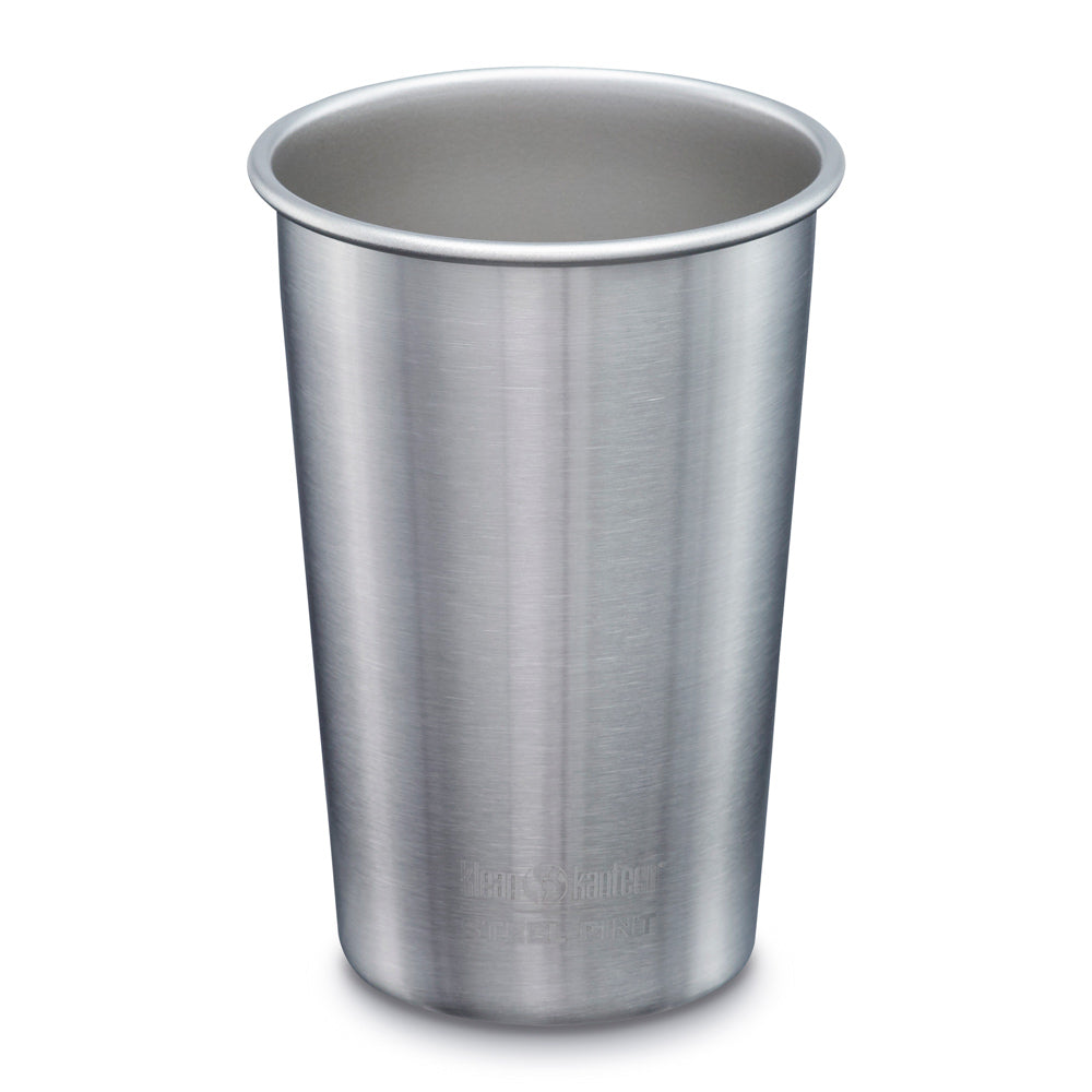 Klean Kanteen 16oz stainless steel cup on a white background