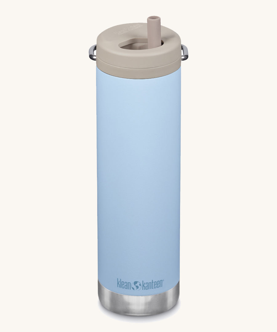 A Klean Kanteen 20oz TKWide in clear sky with a taupe Twist Cap on a plain background. 