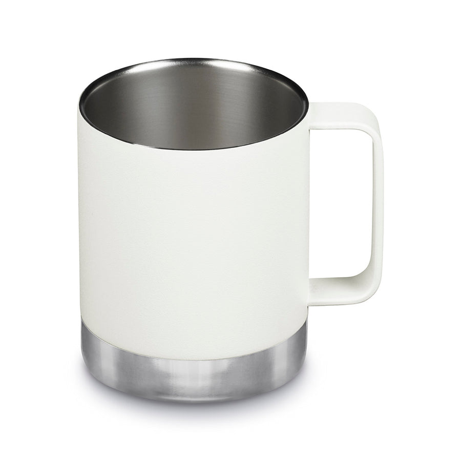 Klean Kanteen stainless steel insulated travel mug in matte white on a white background