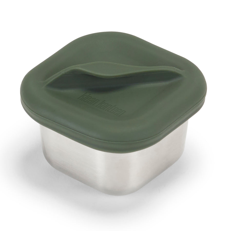 Klean Kanteen Rise Stainless Steel Half Snack Box with a green silicone lid