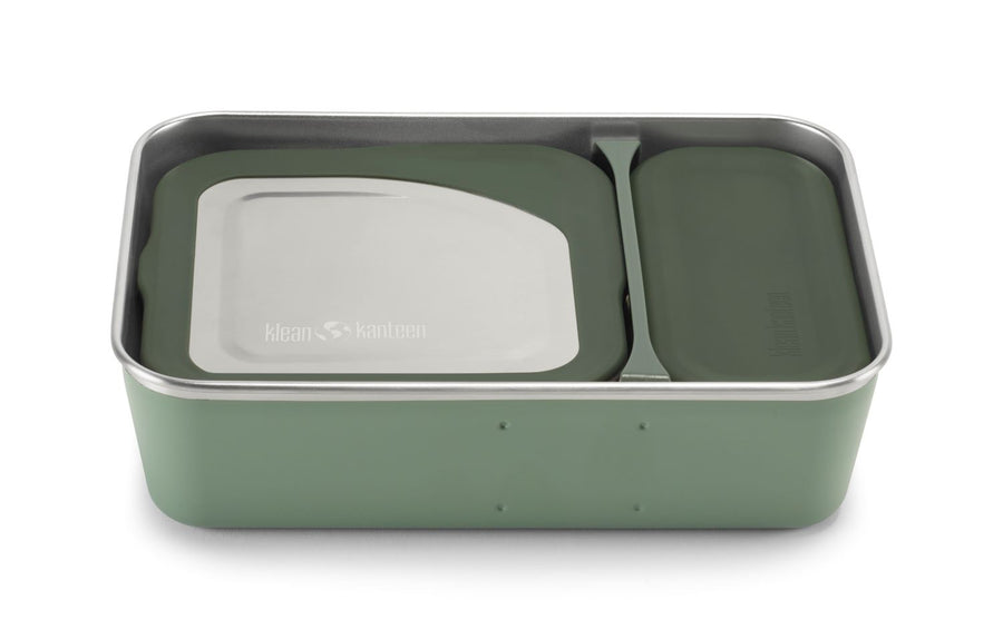 Klean Kanteen Rise Stainless Steel Snack Box with green silicone lid