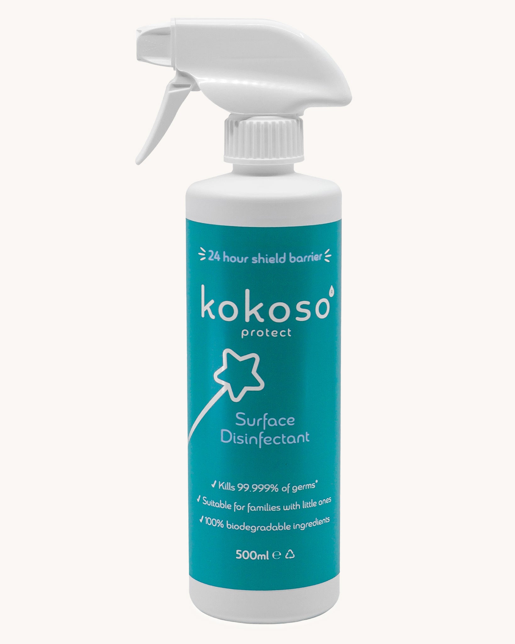 Kokoso Protect Surface Disinfectant Spray - 500ml, on a cream background