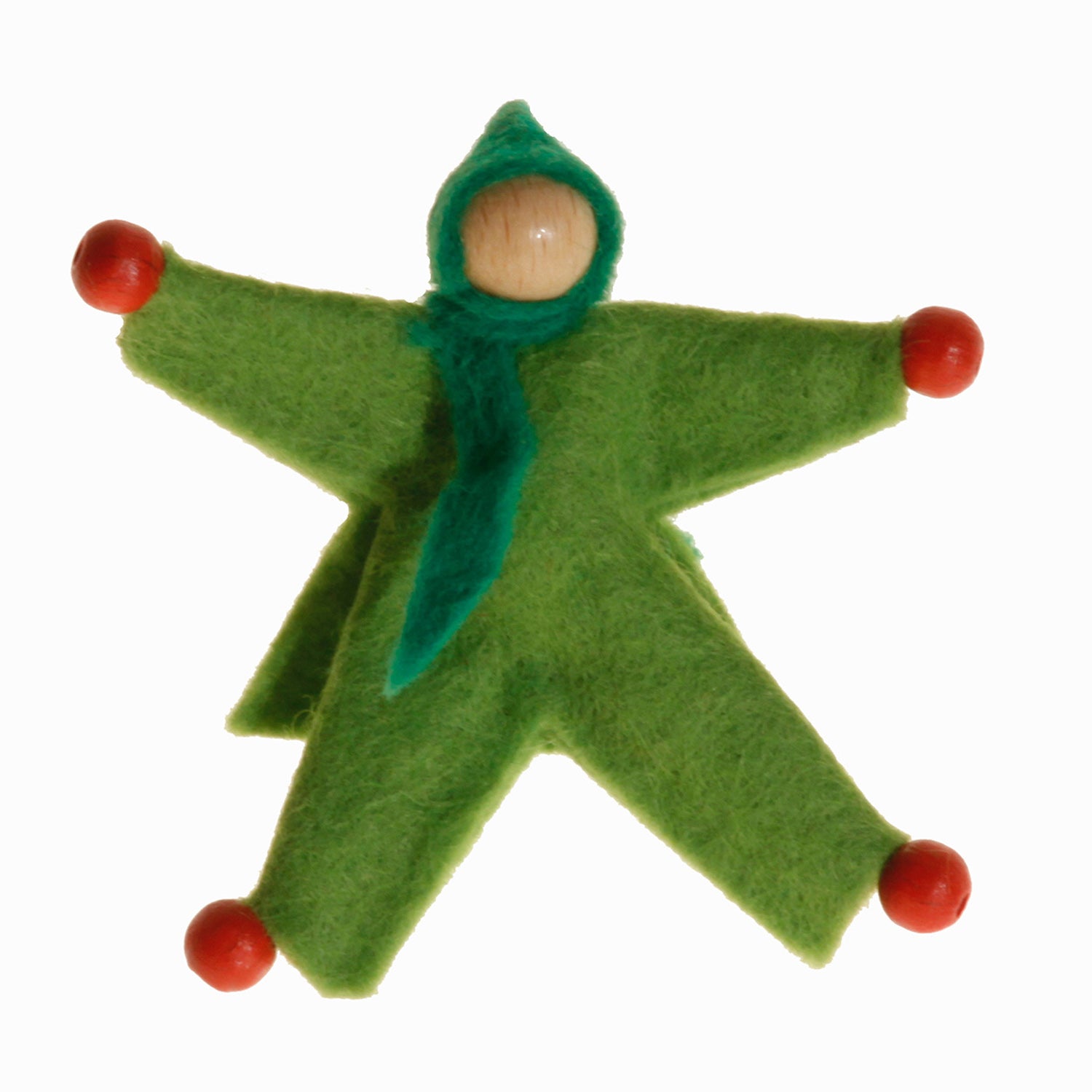 Light green Kraul felt doll.