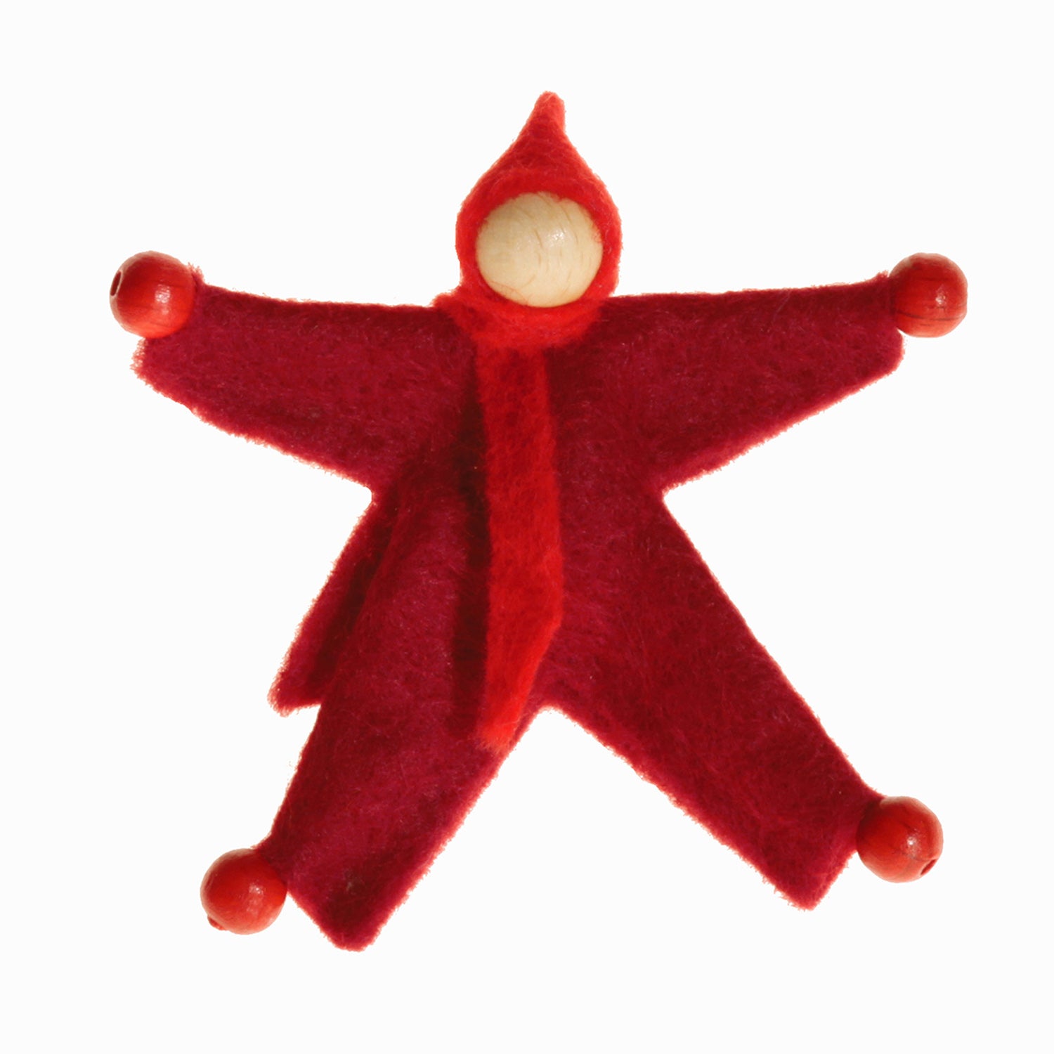 Dark red Kraul felt doll.