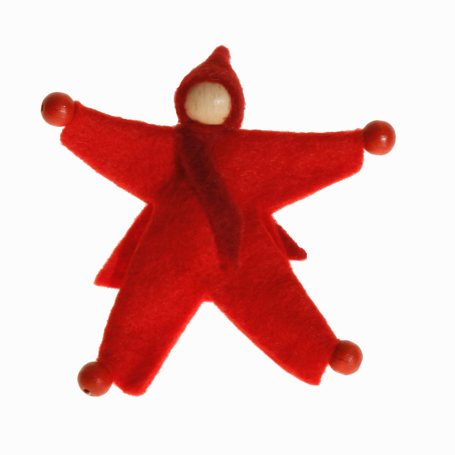 Light red Kraul felt doll.