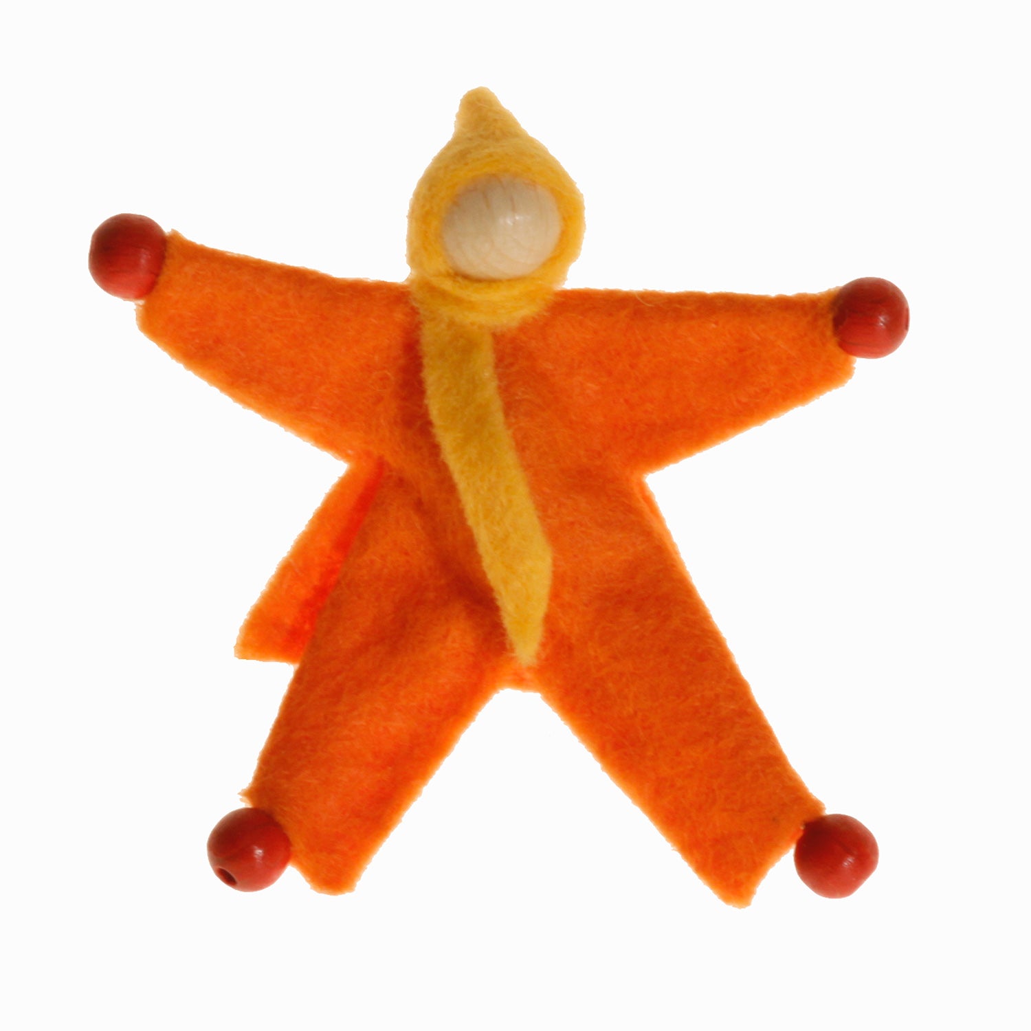 Orange Kraul felt doll.