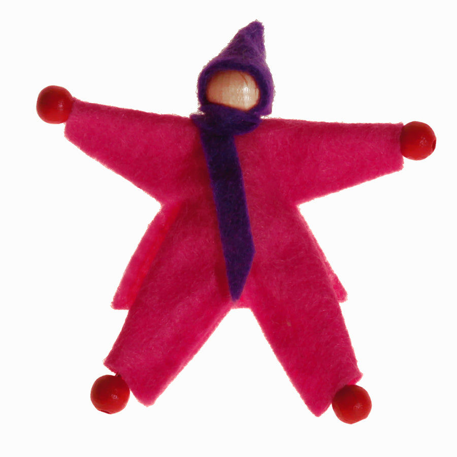 Pink Kraul felt doll.