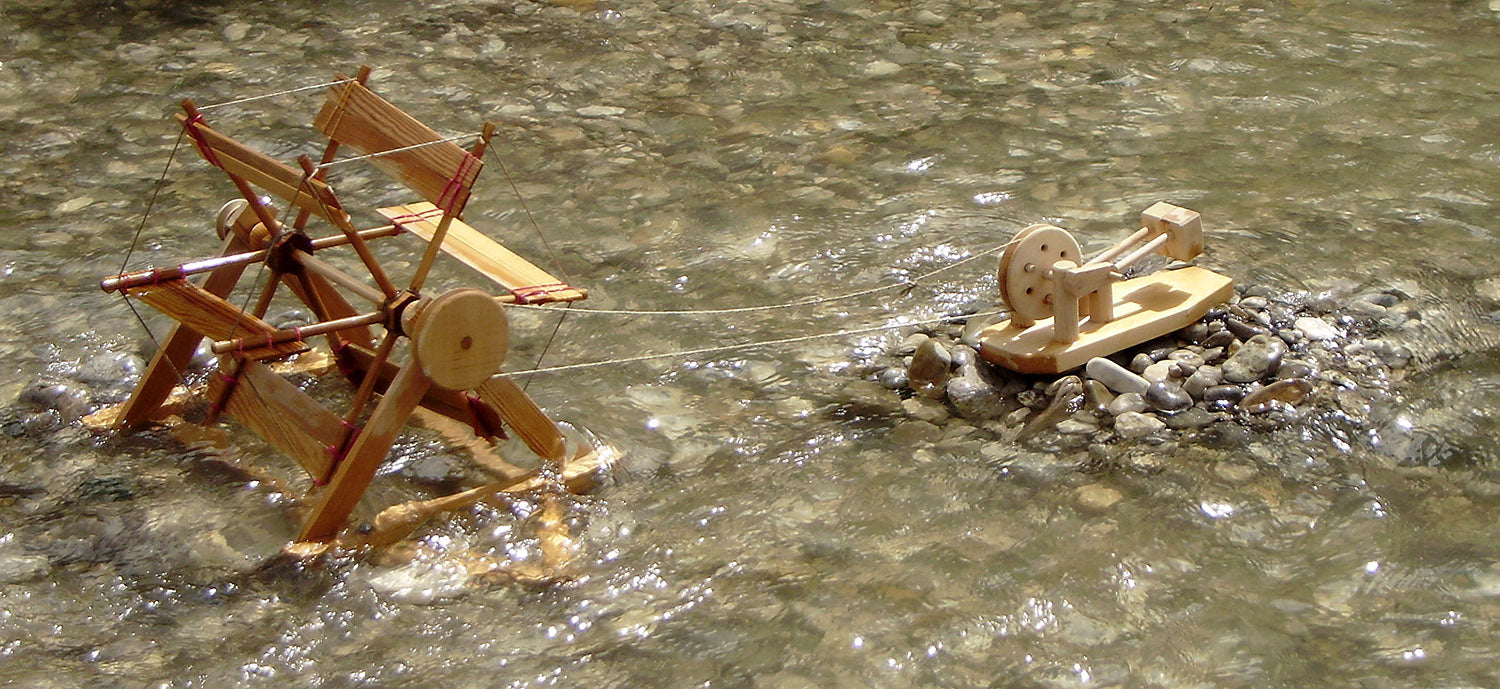 Kraul Wooden River Wheel being used in a river