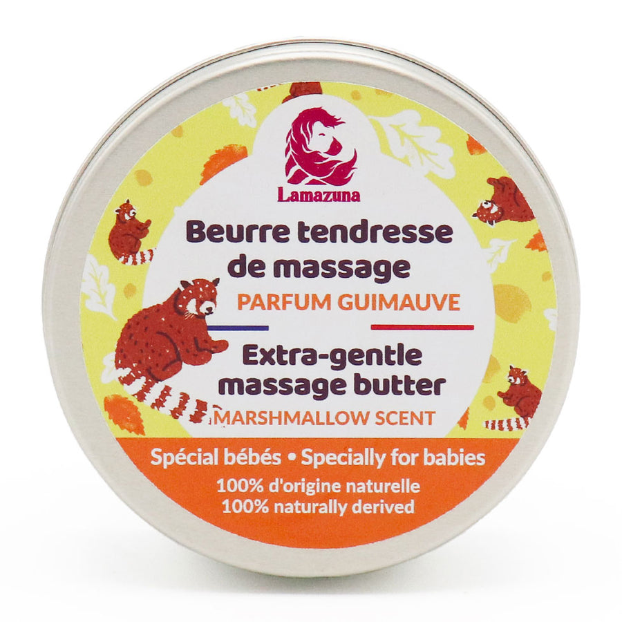 Lamazuna Extra Gentle Baby Massage Butter in tin pictured on a plain white background