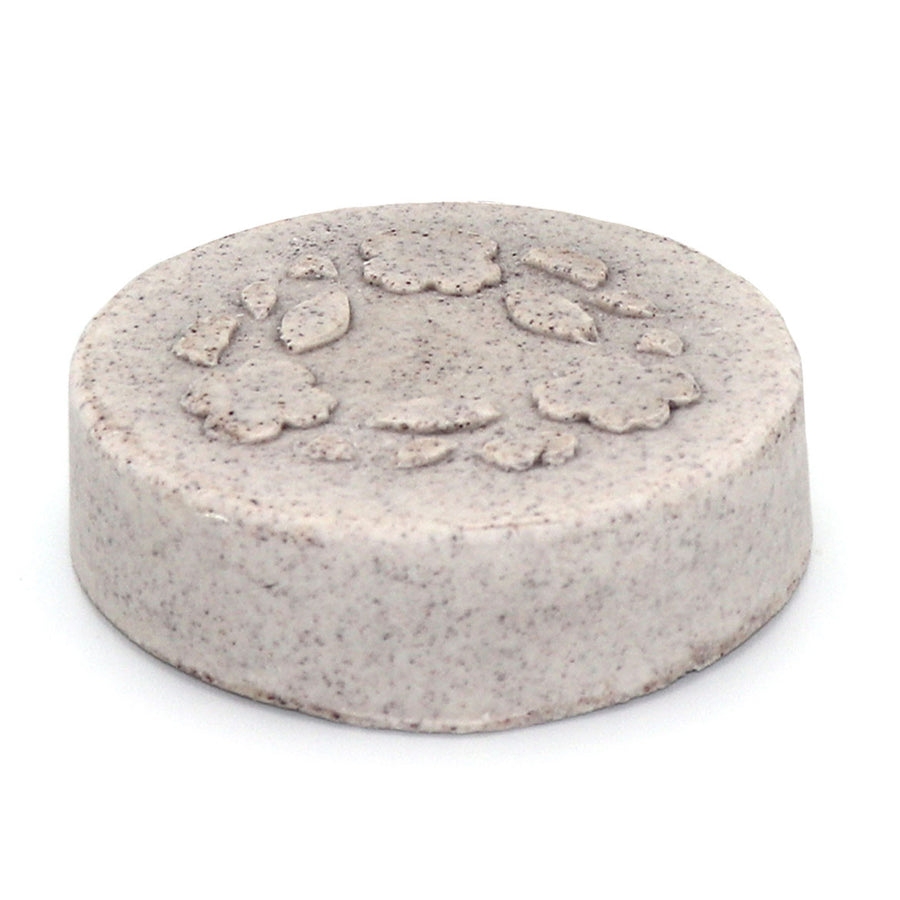 Lamazuna Solid Shampoo for Sensitive Scalp with Peony Powder with bar pictured on a plain white background