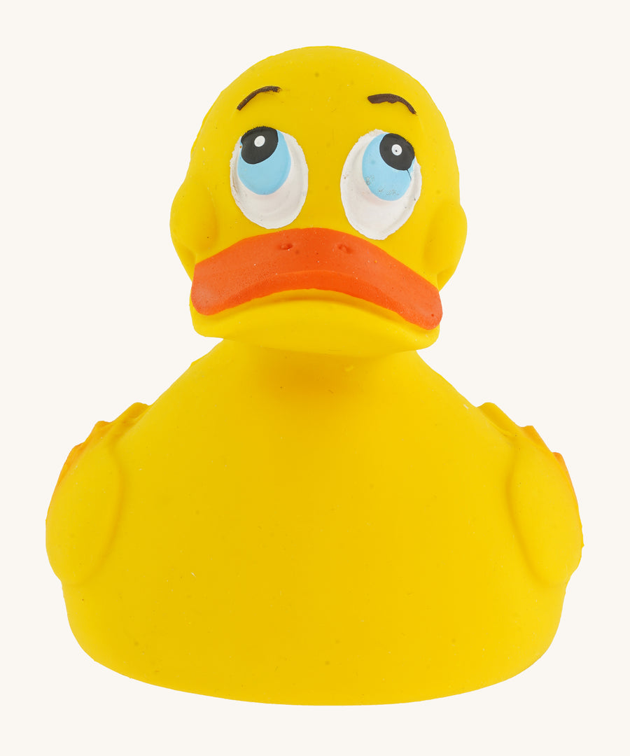 Lanco Yellow Natural Rubber Duck Squeaky Toy, on a cream background