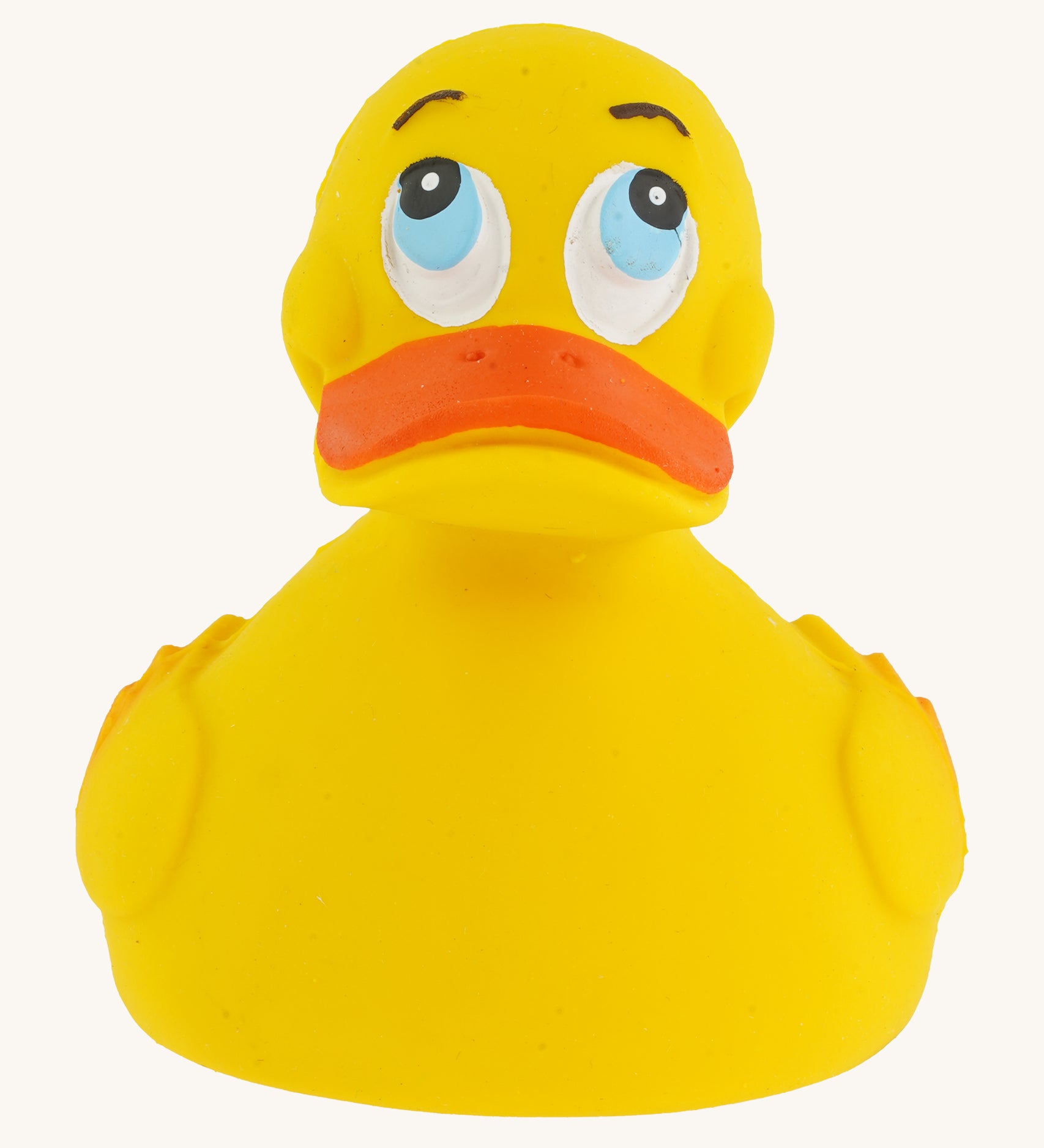 Lanco Yellow Natural Rubber Duck Squeaky Toy, on a cream background