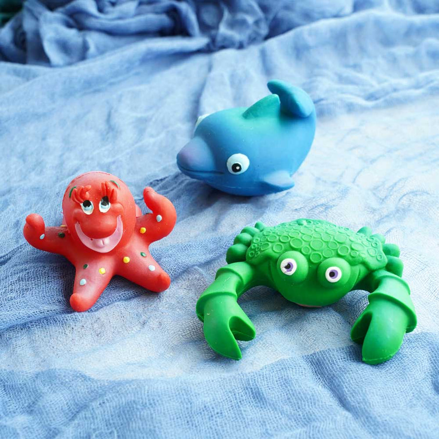 Lanco 100% Natural Rubber Bath Toys - Ocean Play Set including an octopus