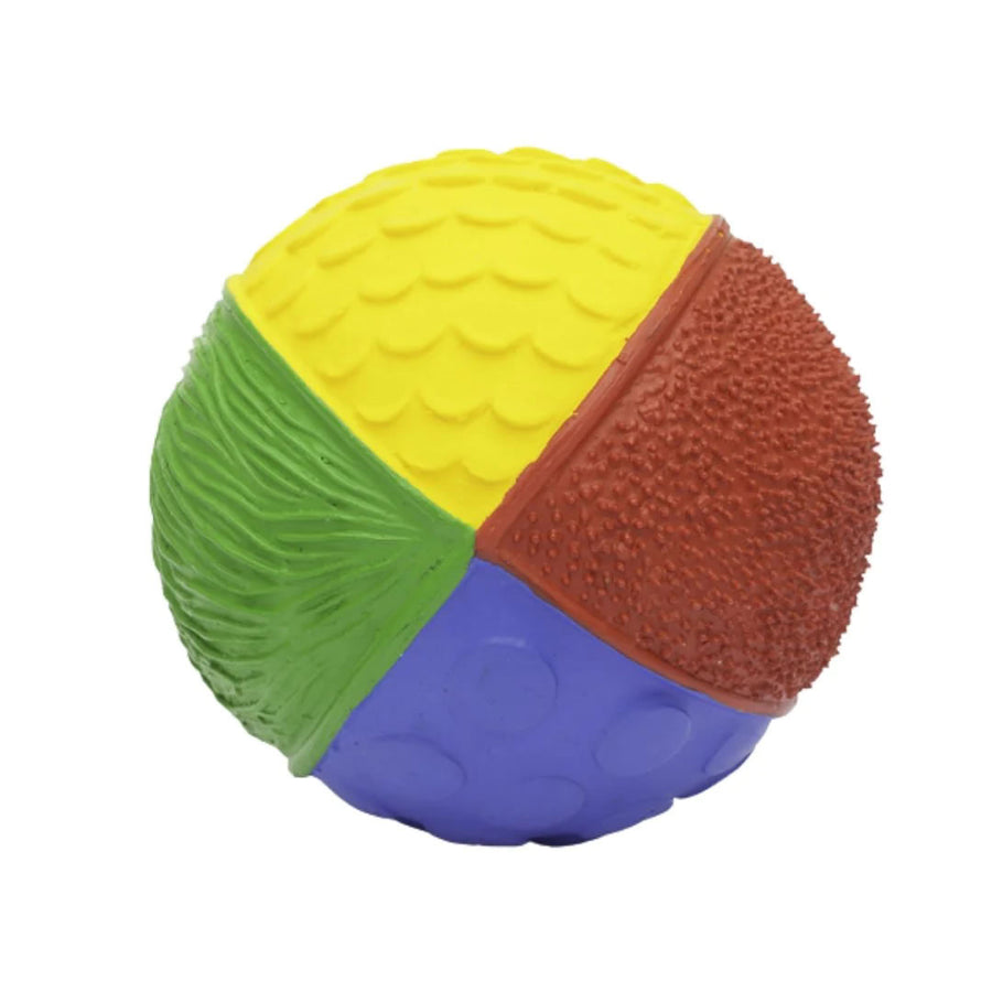 Natural rubber textured sensory ball with yellow