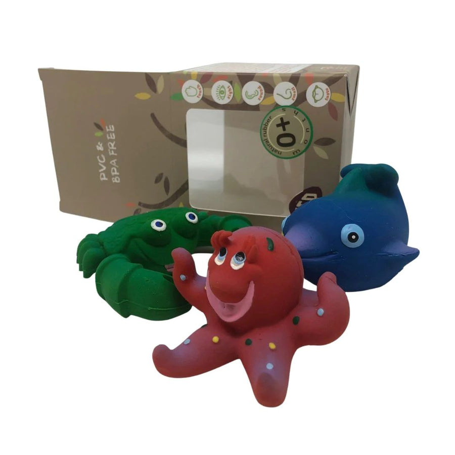 Lanco 100% Natural Rubber Bath Toys - Ocean Play Set including an octopus