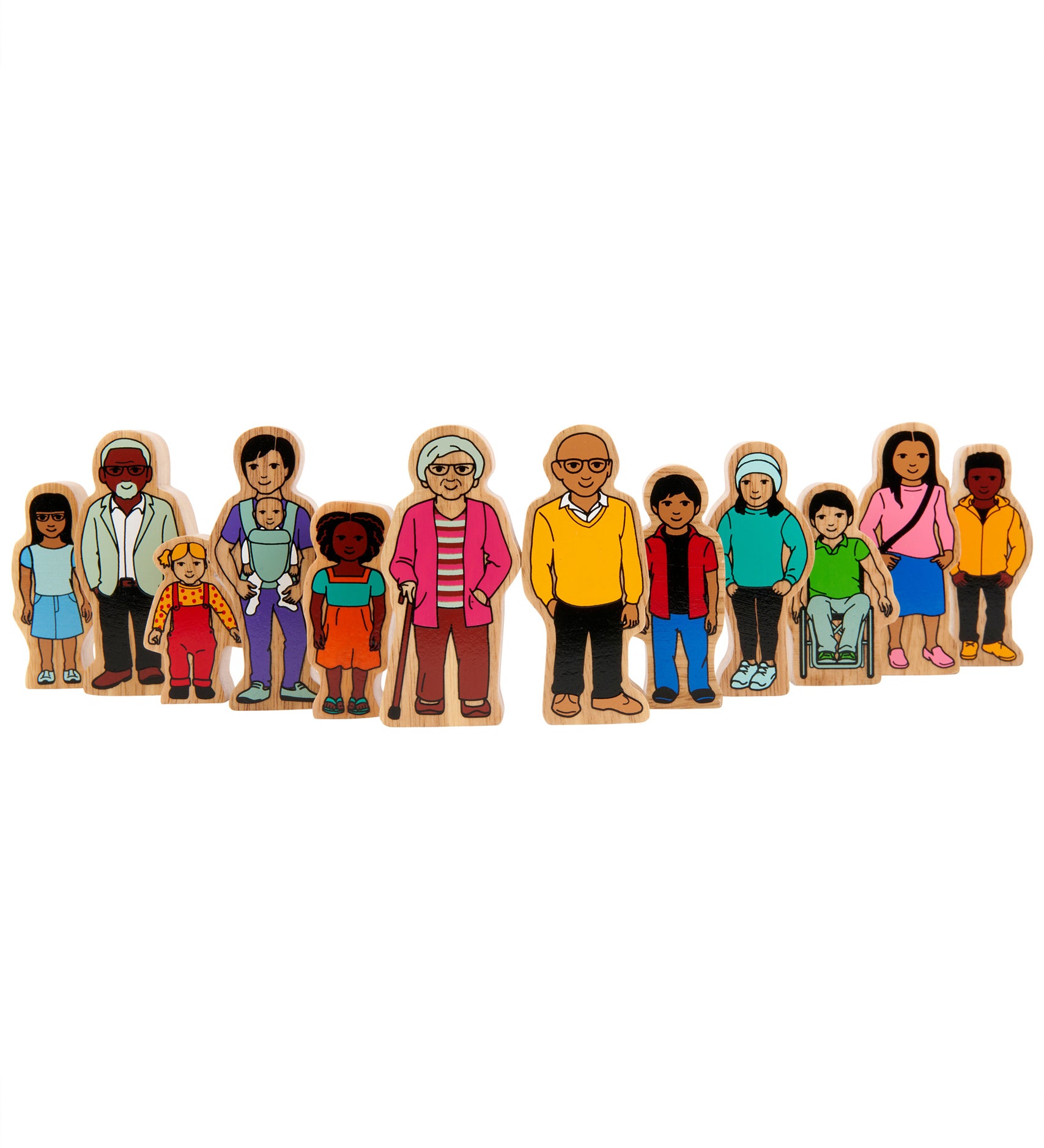 Lanka Kade Wooden Community People Playset on a plain background. There are 12 figures included in this set.