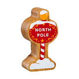 Lanka kade eco-friendly wooden north pole toy stood on a white background