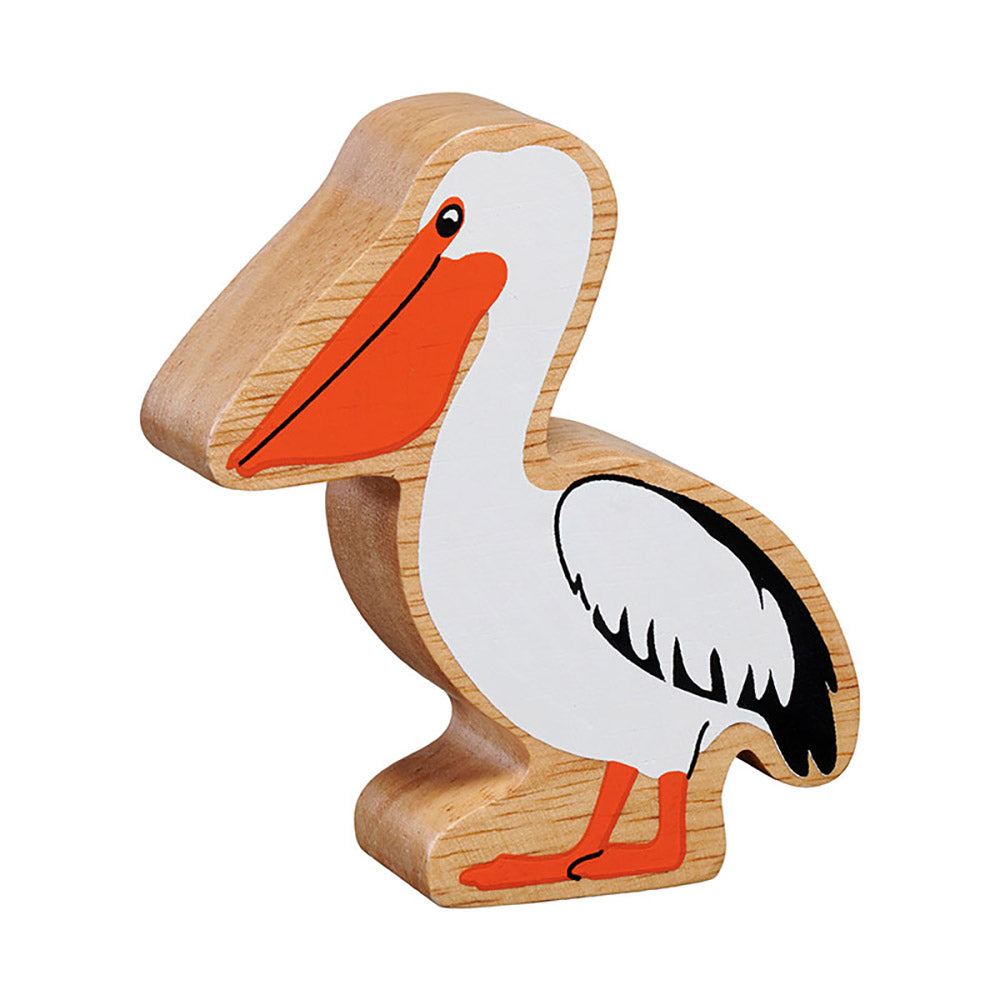 Lanka Kade handmade wooden white pelican toy figure on a white background