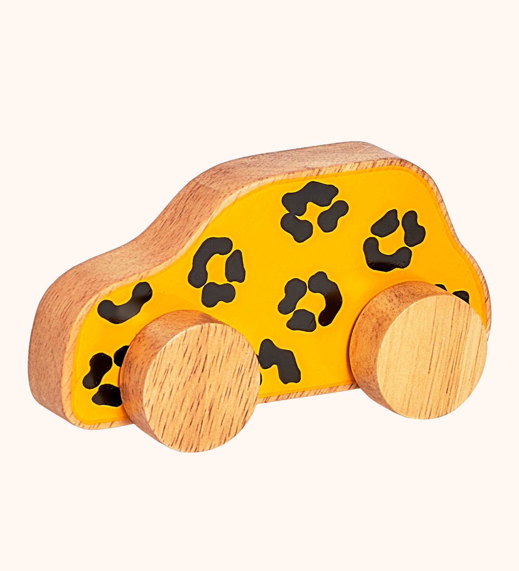 Lanka Kade Leopard Print Wooden Car Shaped Push Along Toy 