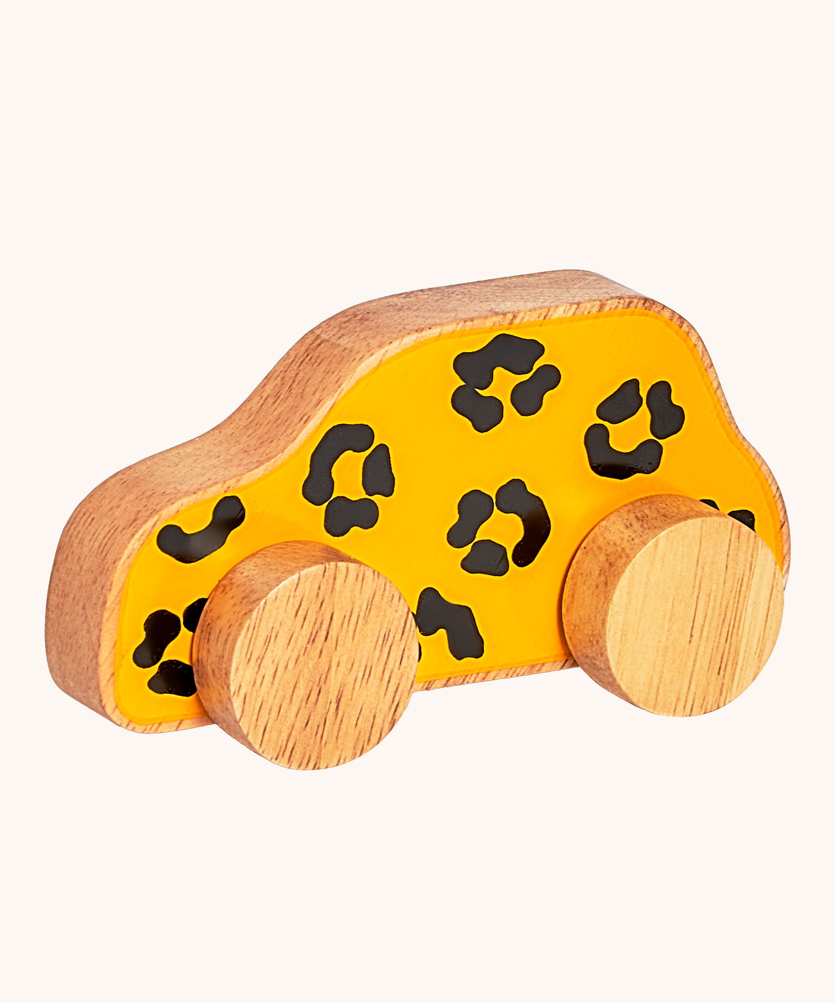 Lanka Kade Leopard Print Wooden Car Shaped Push Along Toy 