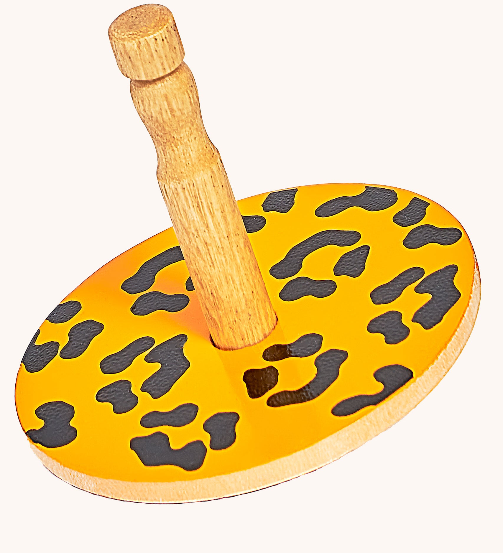 Lanka Kade Leopard Print Wooden Spinning Top Toy