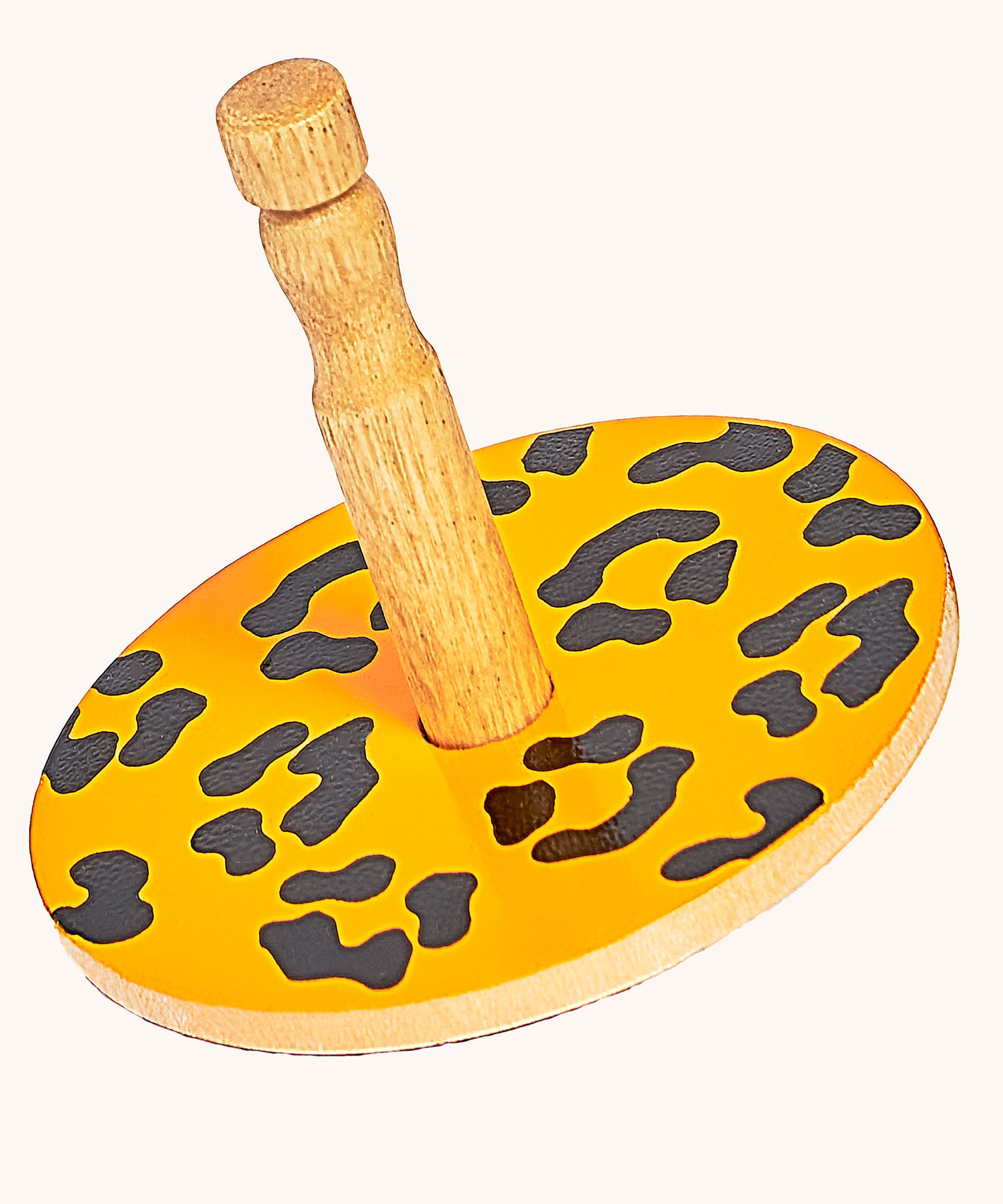 Lanka Kade Leopard Print Wooden Spinning Top Toy