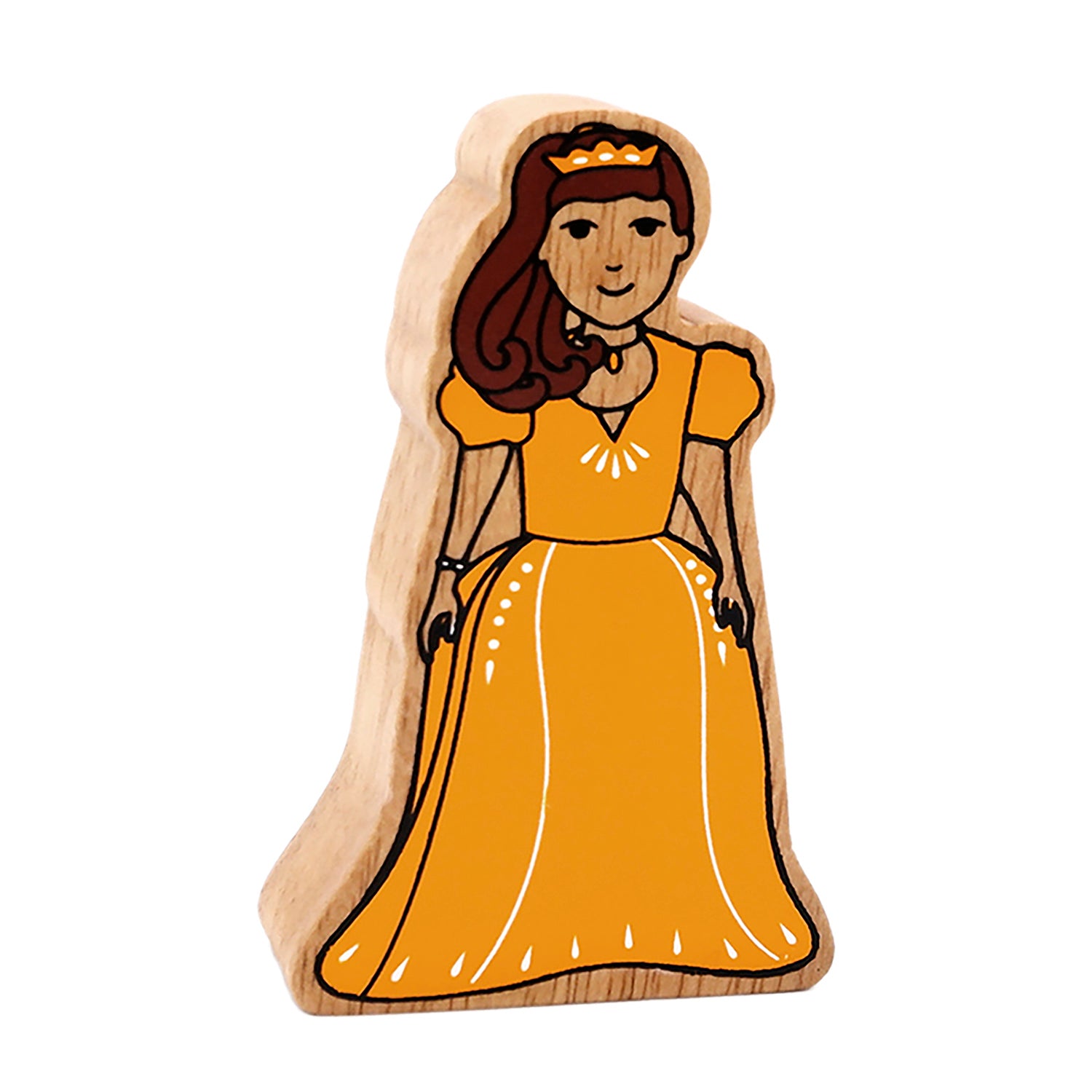 Wooden Lanka Kade Princess in a yellow dress, tiara and brow hair