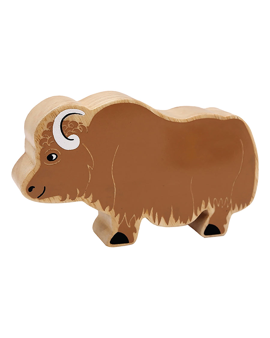 Lanka Kade Wooden Brown Yak Toy on a white background