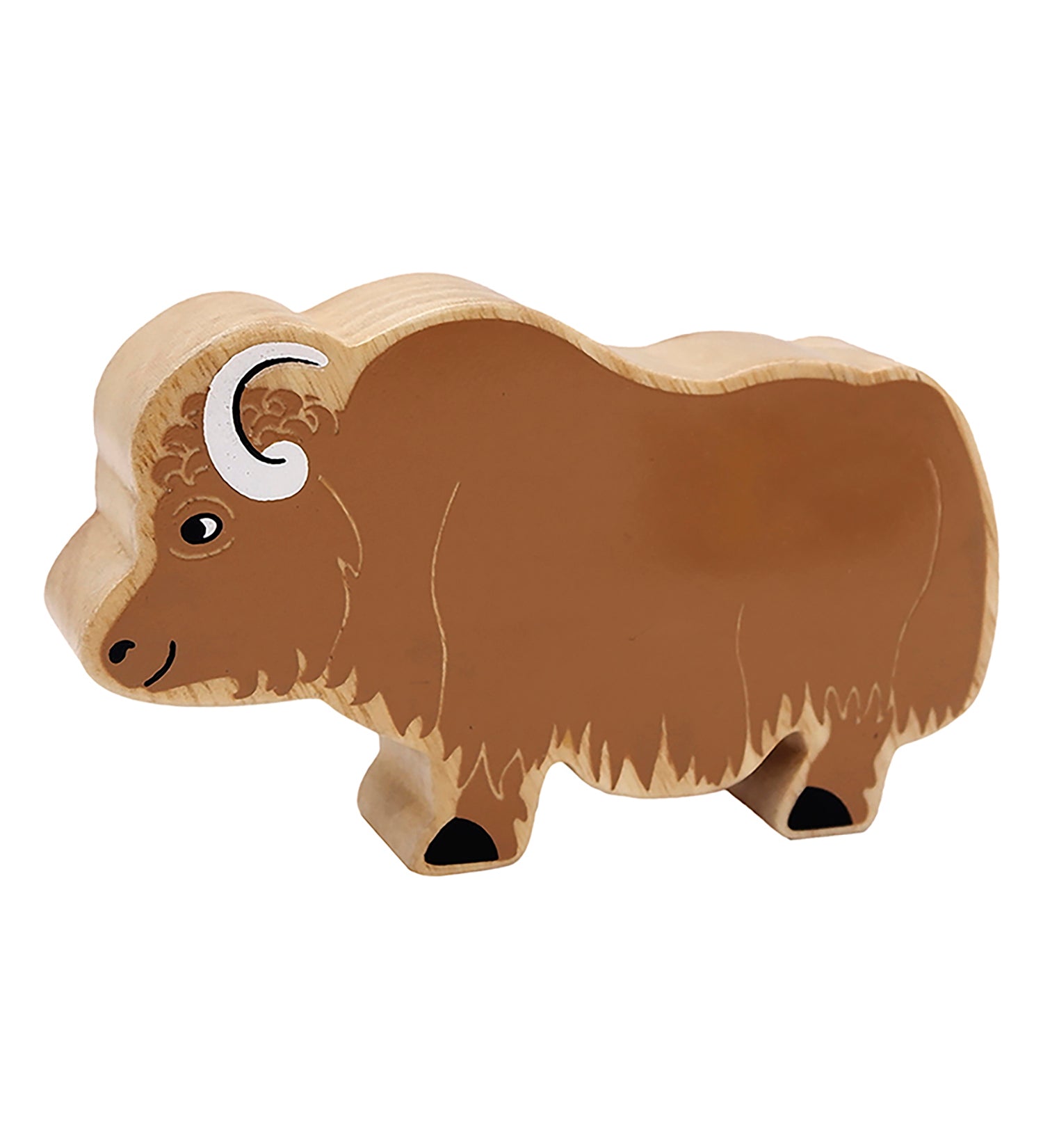 Lanka Kade Wooden Brown Yak Toy on a white background