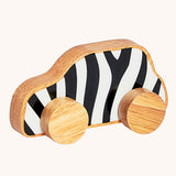 Lanka Kade Zebra Print Wooden toy Car Shaped Push Along Toy 