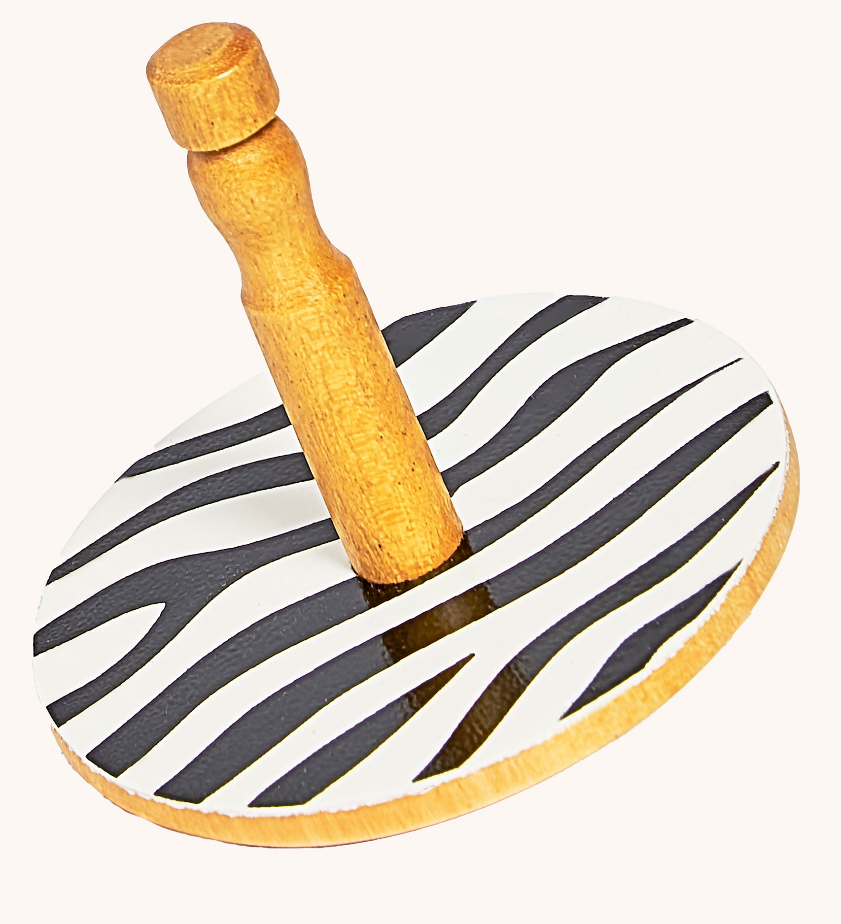 Lanka Kade Zebra Print Wooden Spinning Top Toy