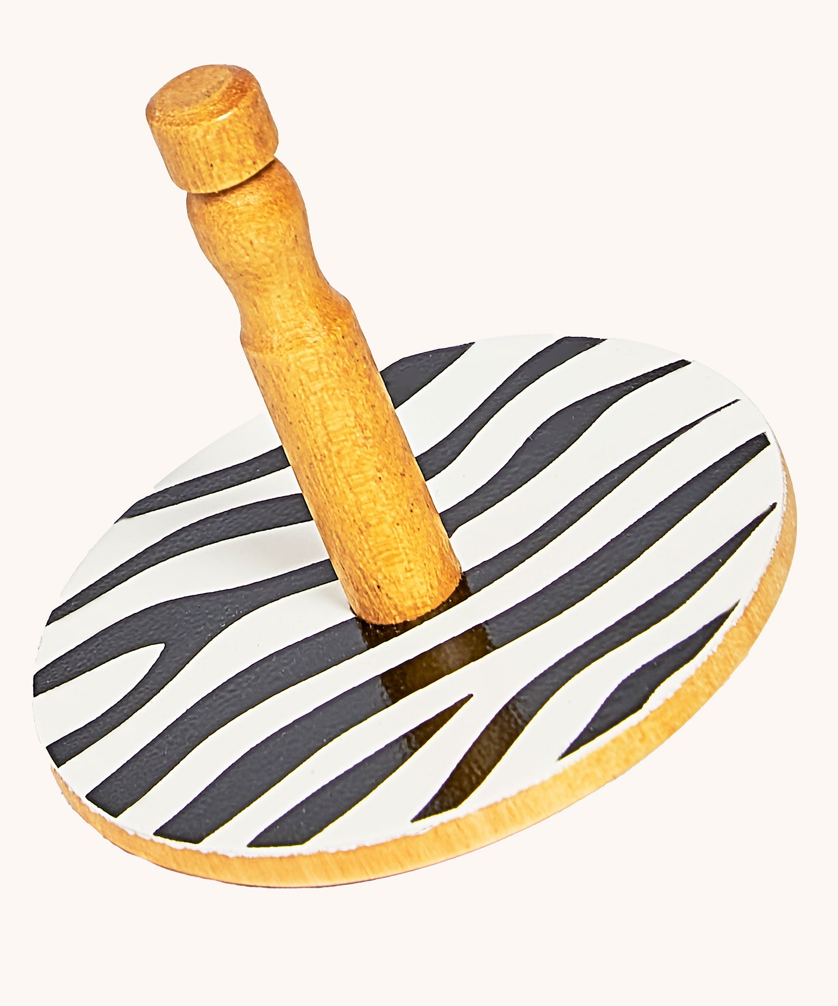 Lanka Kade Zebra Print Wooden Spinning Top Toy