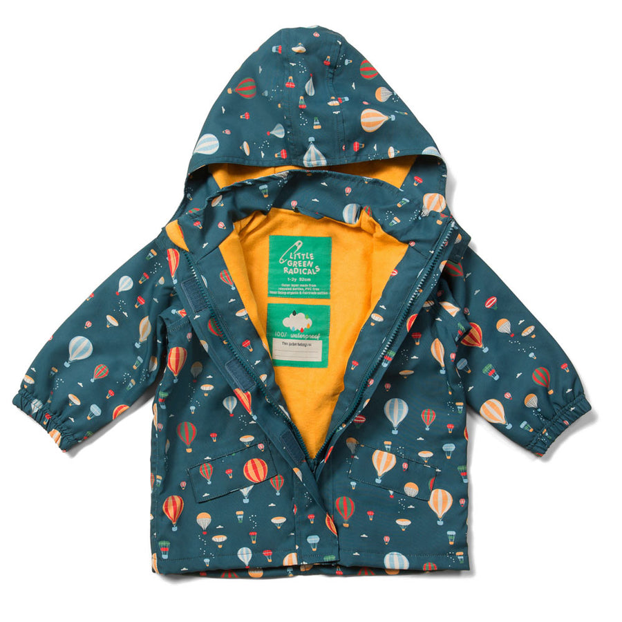 LGR childrens recycled waterproof rain coat in the higher ground colour on a white background