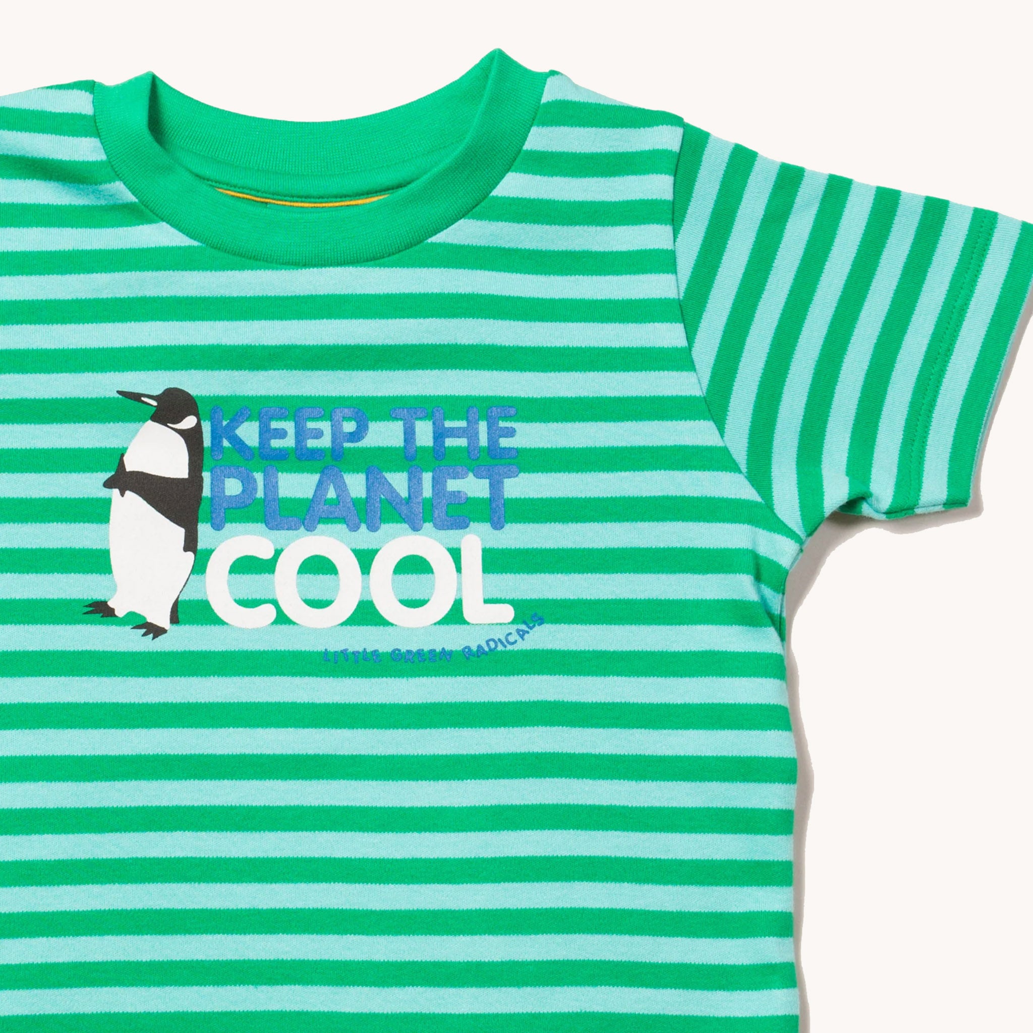 A closer look at the Little Green Radicals Children's Organic Cotton Keep The Planet Cool Short Sleeve T-Shirt