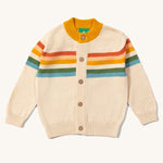 LGR Oatmeal Rainbow Stripes From One To Another Knitted Cardigan