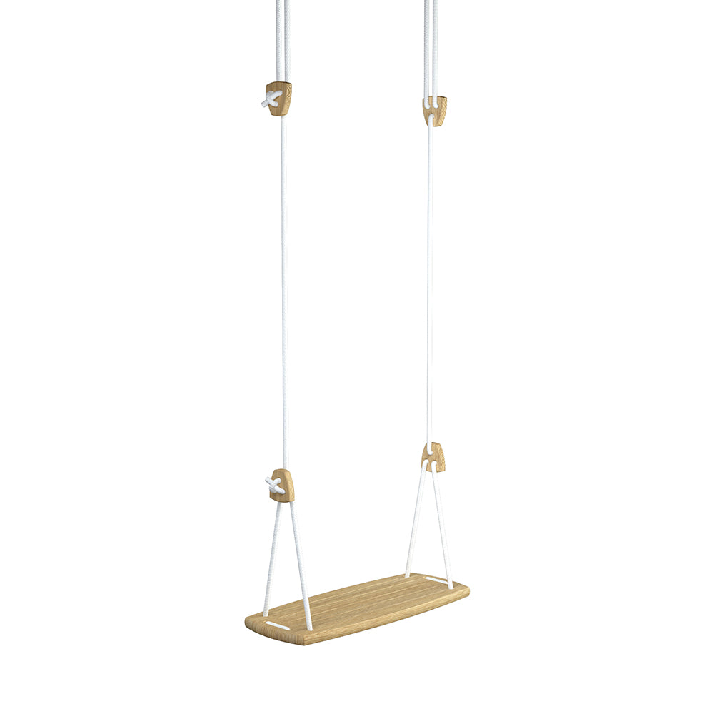 Lillagunga eco-friendly white oak wood rope swing on a white background