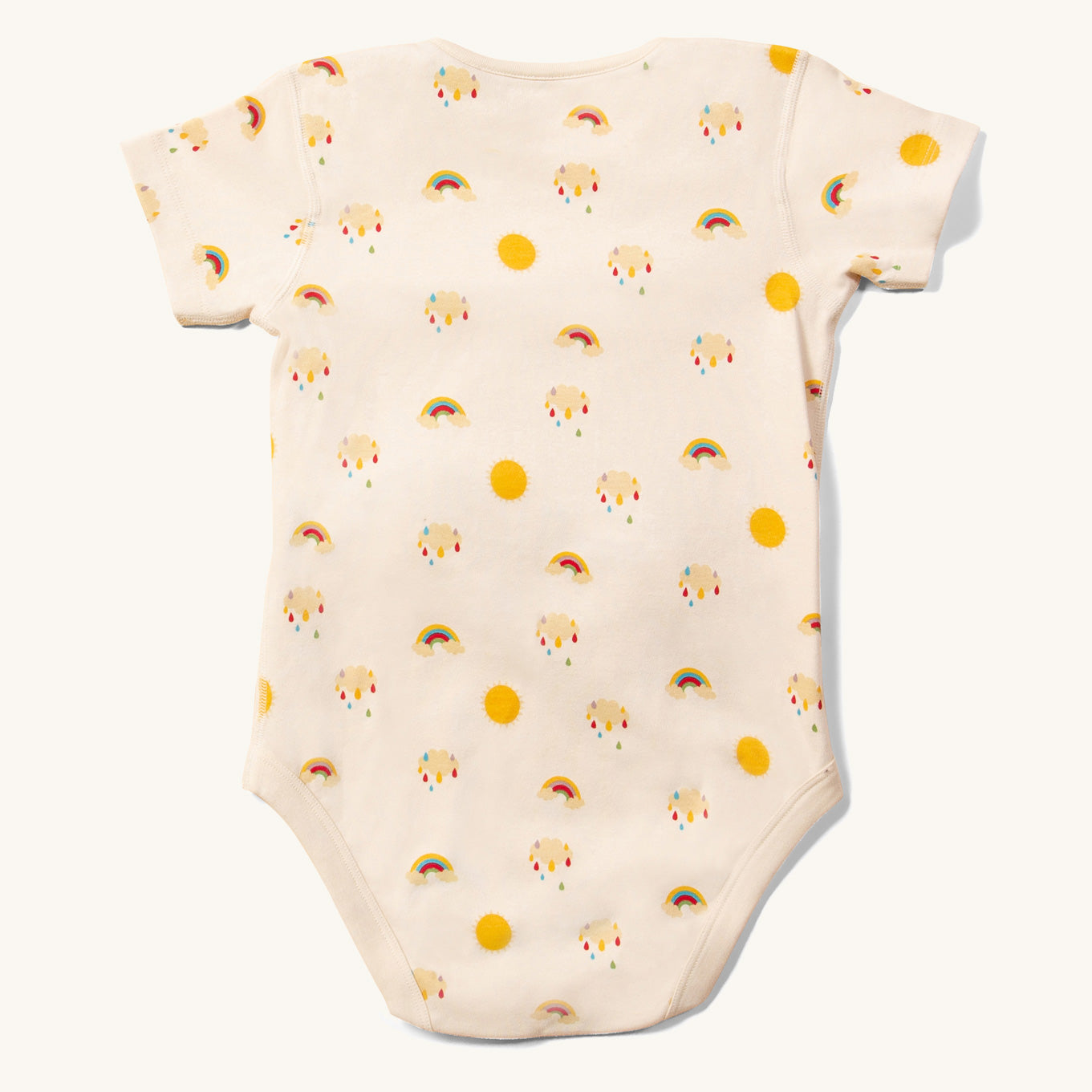 back of the Little Green Radicals Adaptive Easy Feeding Sunshine & Rainbows Bodysuit