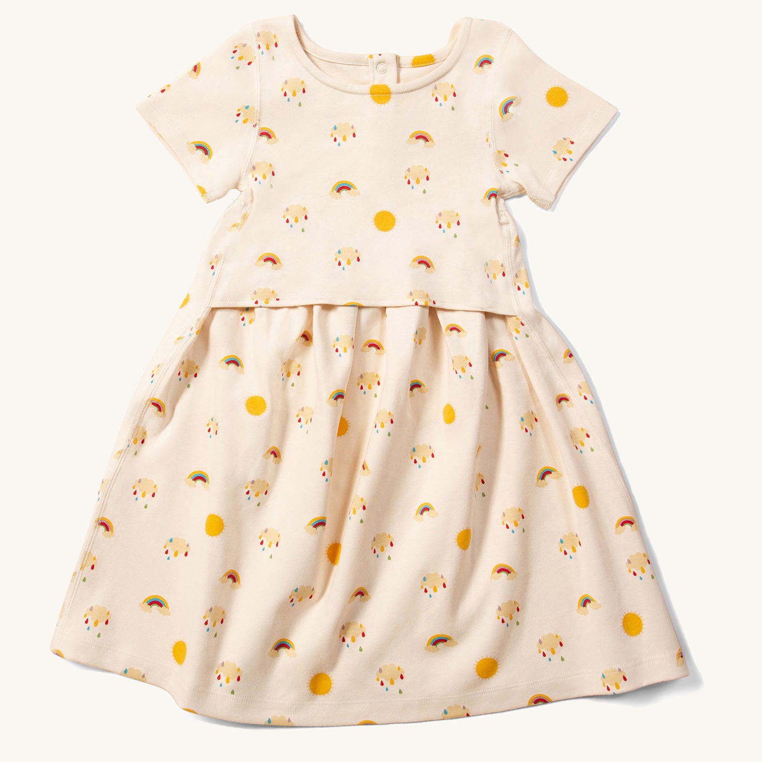 Little Green Radicals Adaptive Sunshine & Rainbows Easy Peasy Dress pictured on a plain background