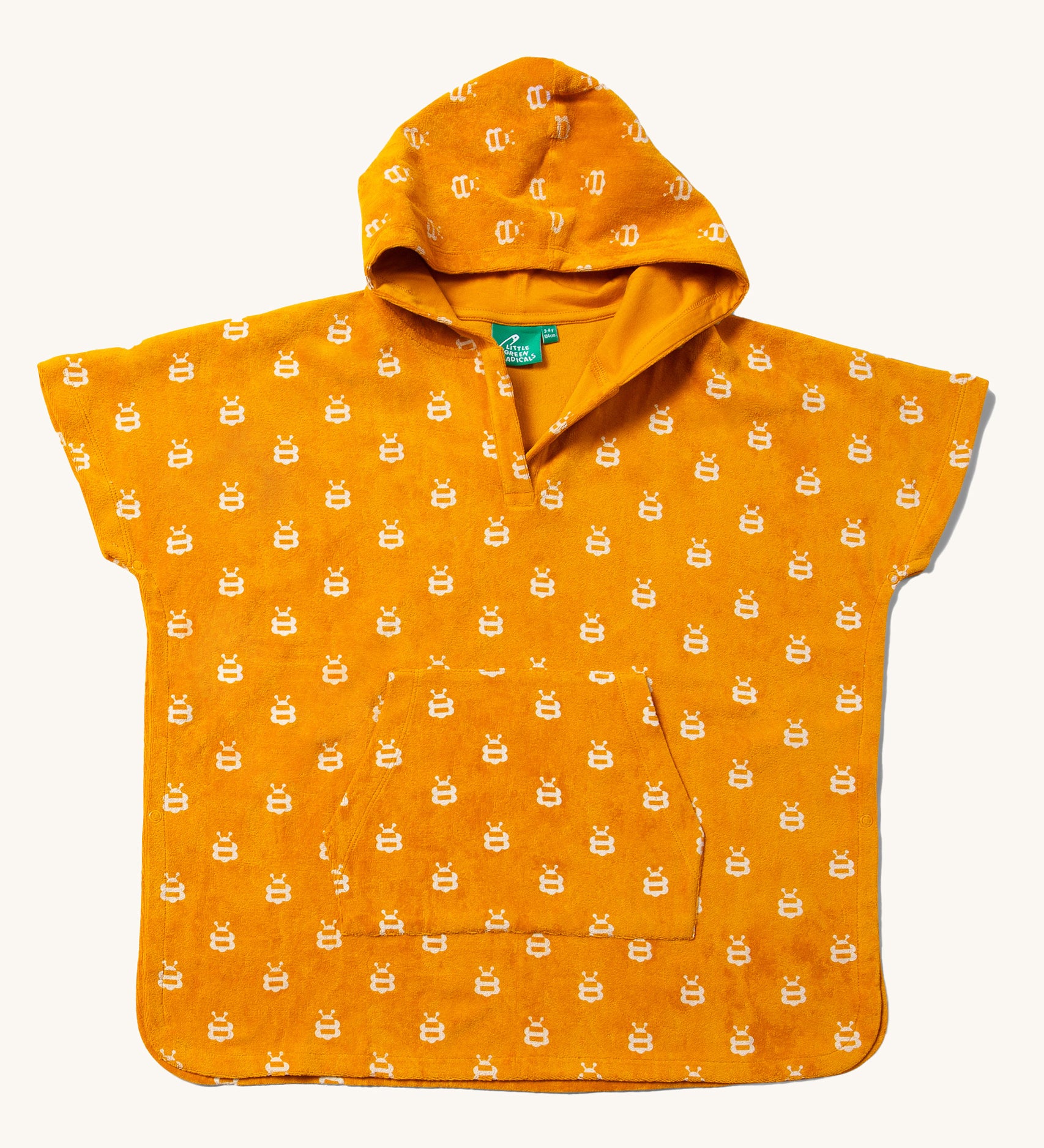 Little Green Radicals Children's Bees patteren Hooded organic cotton Beach Towel Poncho