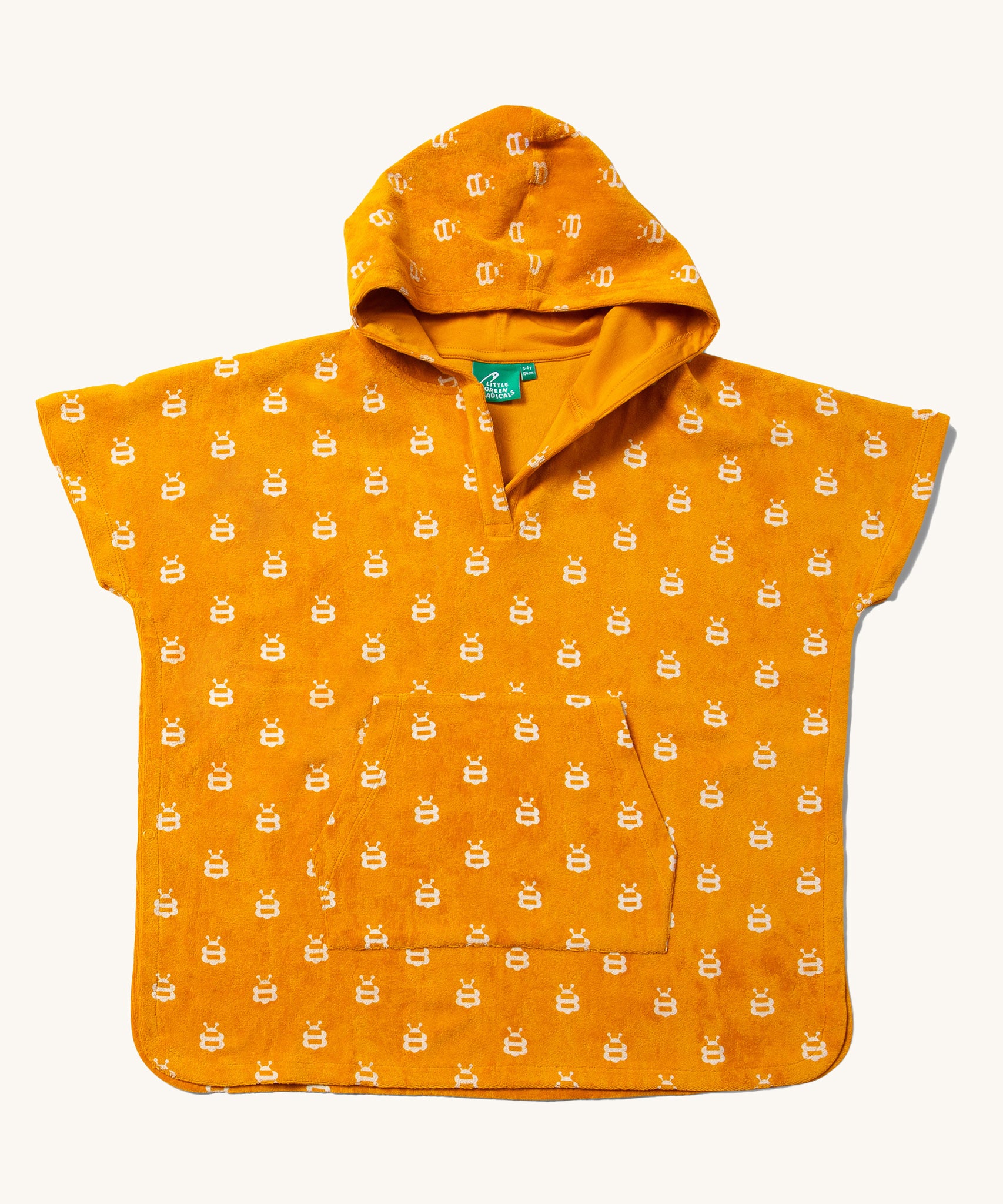 Little Green Radicals Children's Bees patteren Hooded organic cotton Beach Towel Poncho