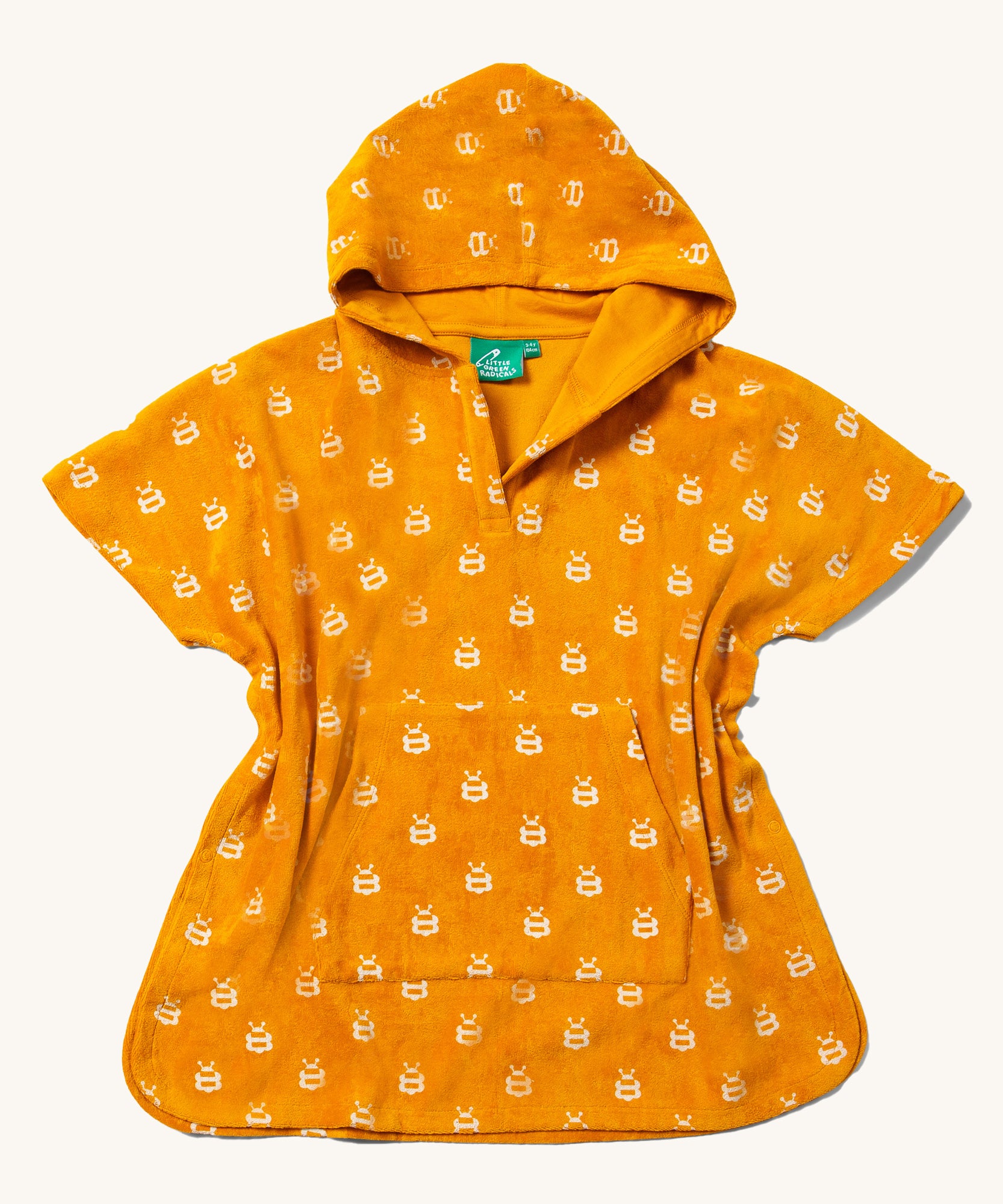 Little Green Radicals Children's Bees pattern Hooded organic cotton Beach Towel Poncho