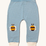 Little Green Radicals Bees Knees Patch Striped blue and white kids Joggers