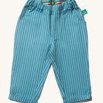 Little Green Radicals Horizon Blue Striped trousers with pockets.