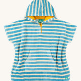 Little Green Radicals Blue Striped Children's Hooded Beach Towel Poncho