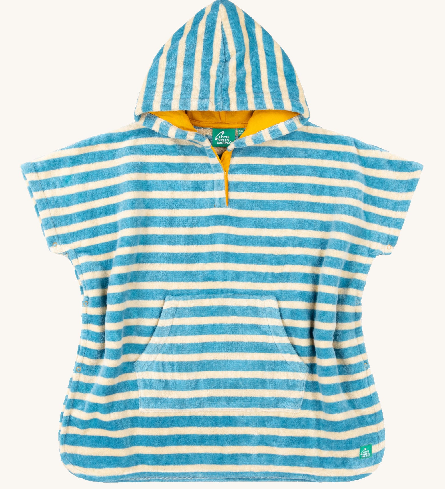 Little Green Radicals Blue Striped Children's Hooded Beach Towel Poncho